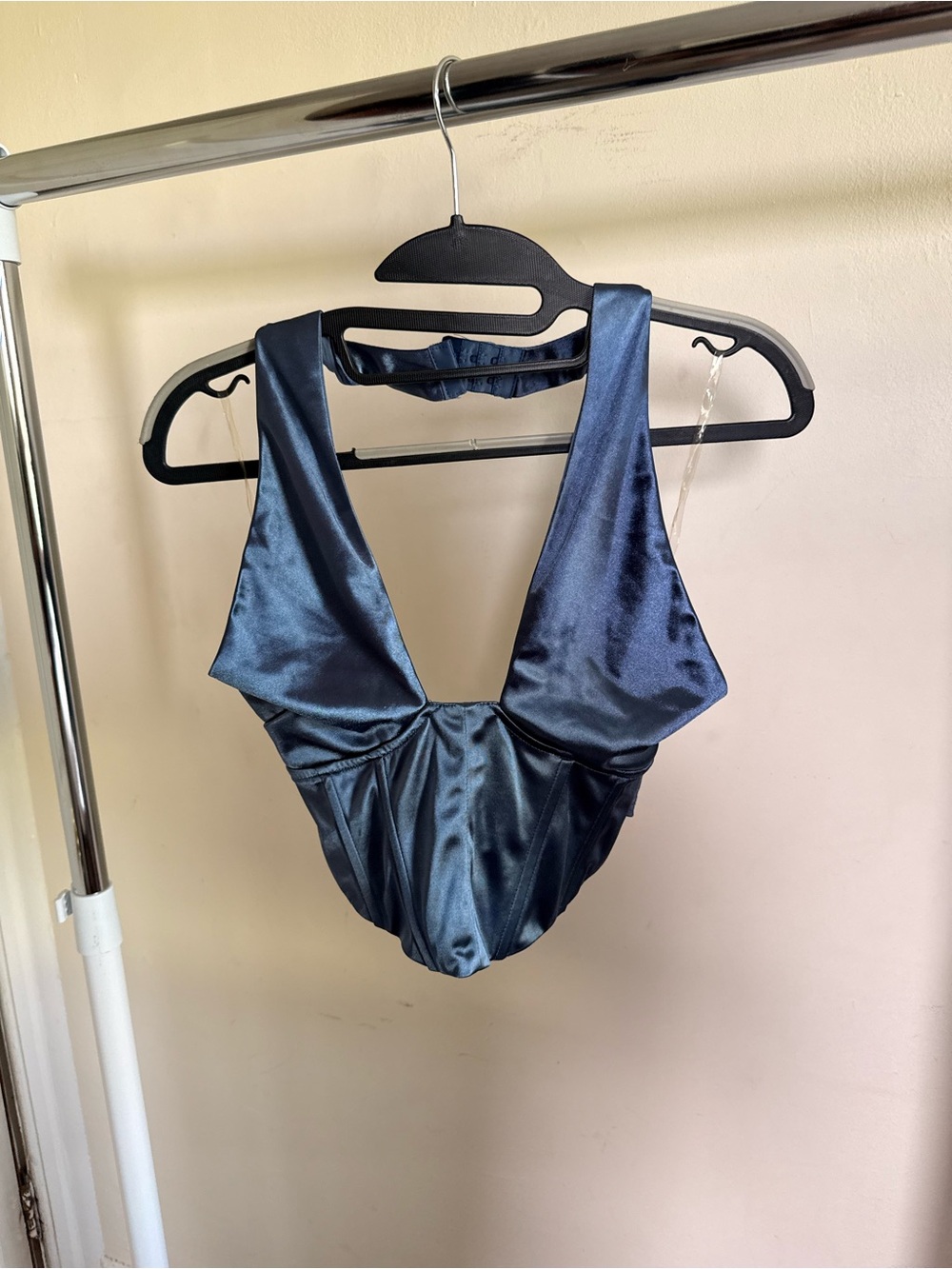 Better Be Satin-Look Blue Crop Top
